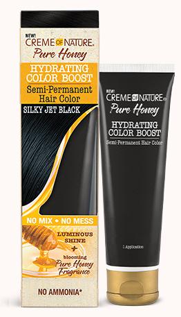 CREME OF NATURE PURE HONEY HYDRATING COLOR BOOST SEMI-PERMANENT HAIR COLOR - SILKY JET BLACK