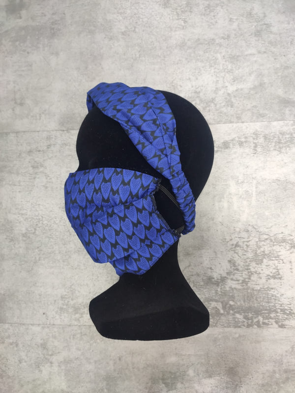 Masque Protection en Tissu motif WAX (Deep Blue)